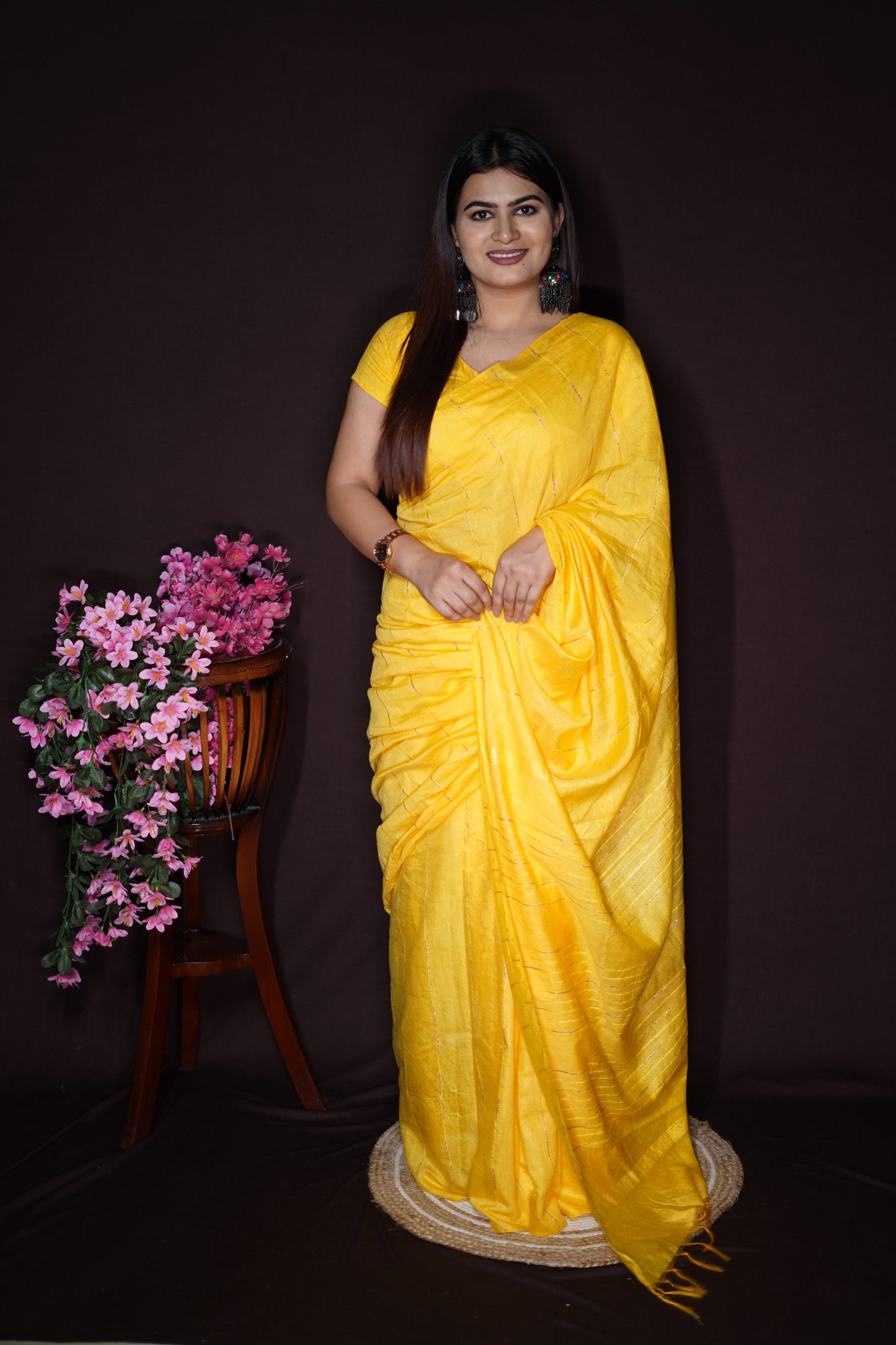 Yellow Cotton Saree with Subtle Zari Line