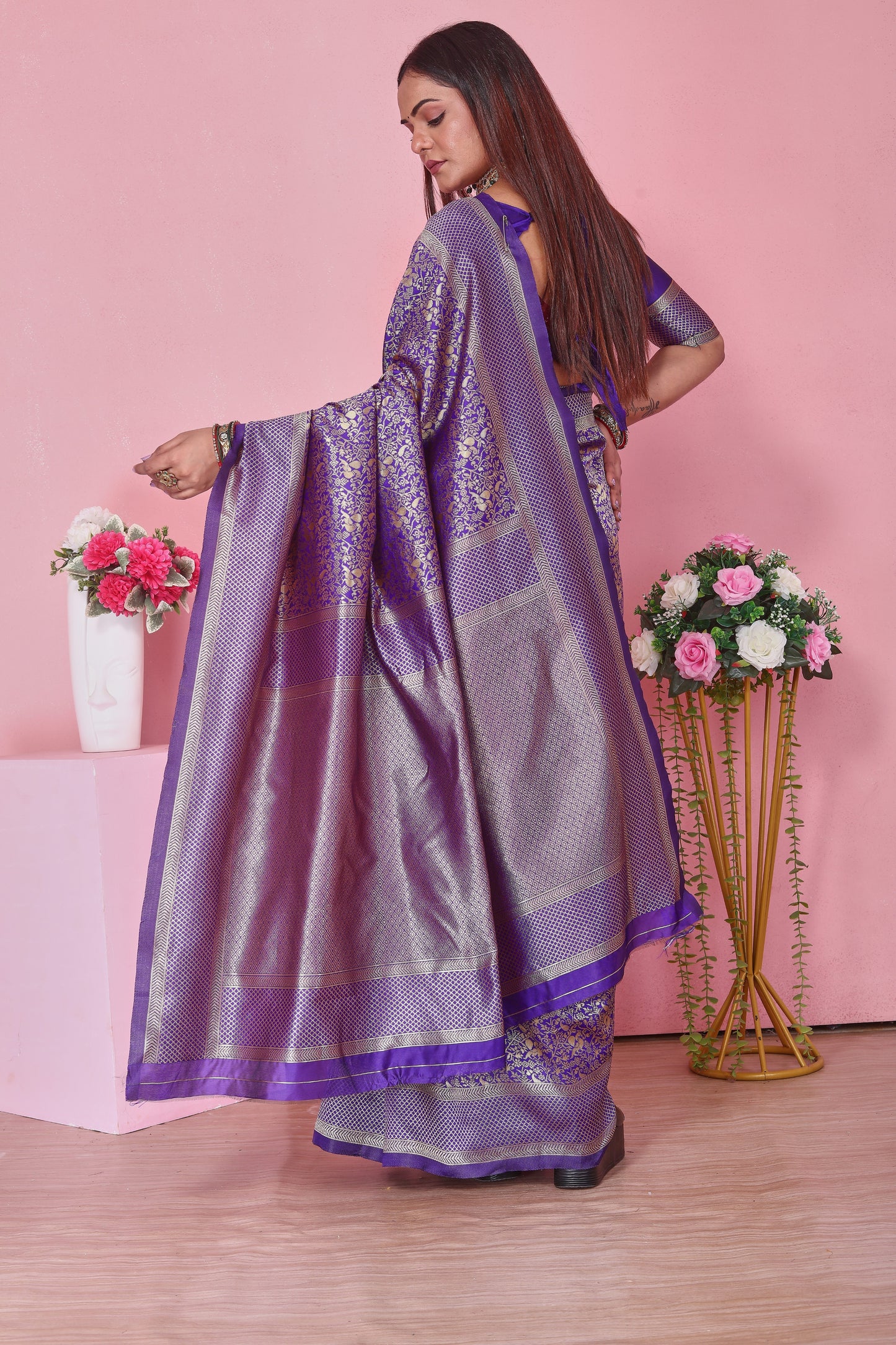 Royal Purple Banarasi Silk Saree with Gold Zari