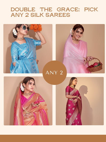 Pick Any 2 – Premium Silk Saree Combo | Mix & Match Your Favorite Colors