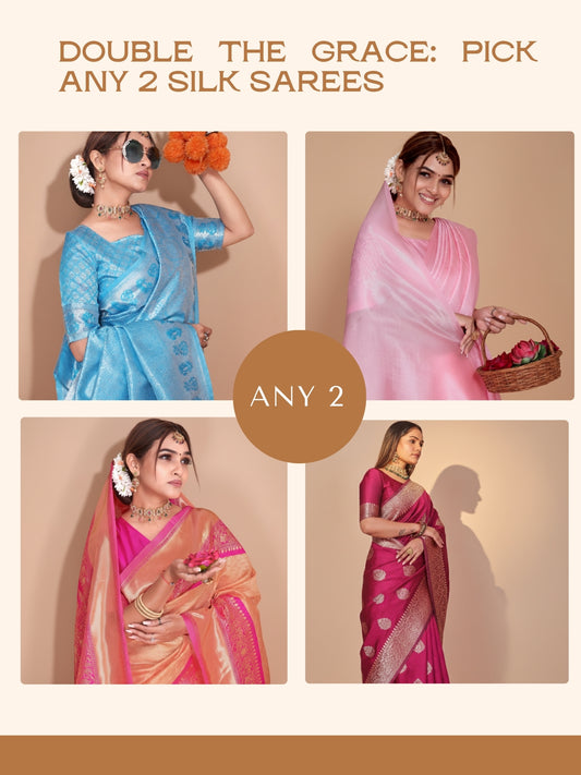 Pick Any 2 – Premium Silk Saree Combo | Mix & Match Your Favorite Colors